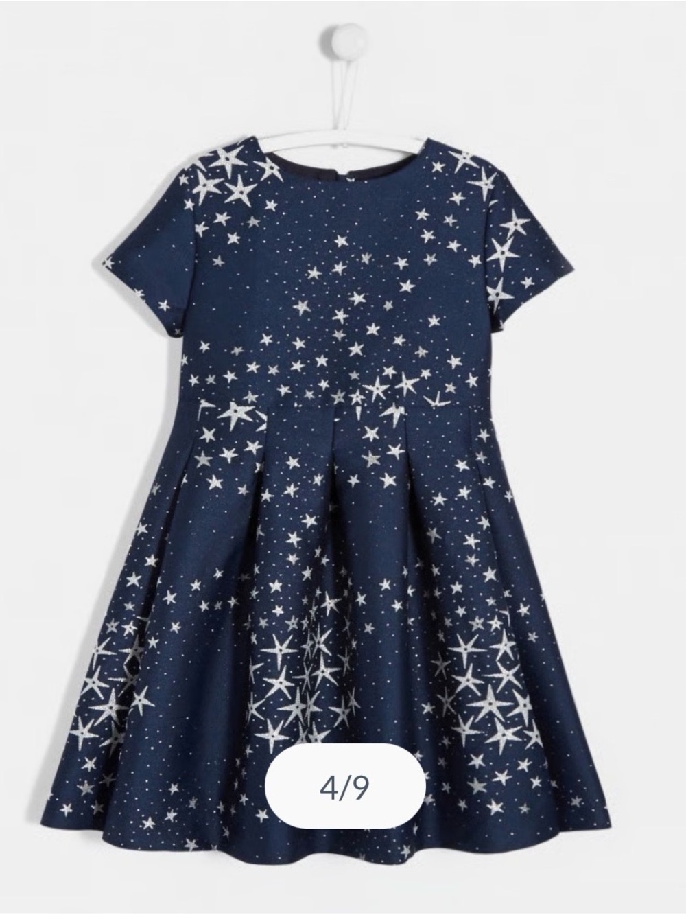 Girls Jacadi Navy Embroidered Starprint Party Dress